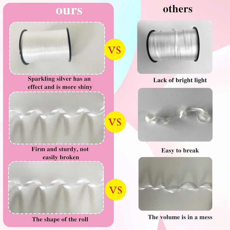 weizedm 500 Yard Premium White Curling Ribbon,White Curling Ribbon,Curling Ribbon for Gift Wrapping, Balloon String,Balloon Ribbon, Gift Ribbon for Baby Shower，for Gift Wrapping, Party Decoration - Image 3